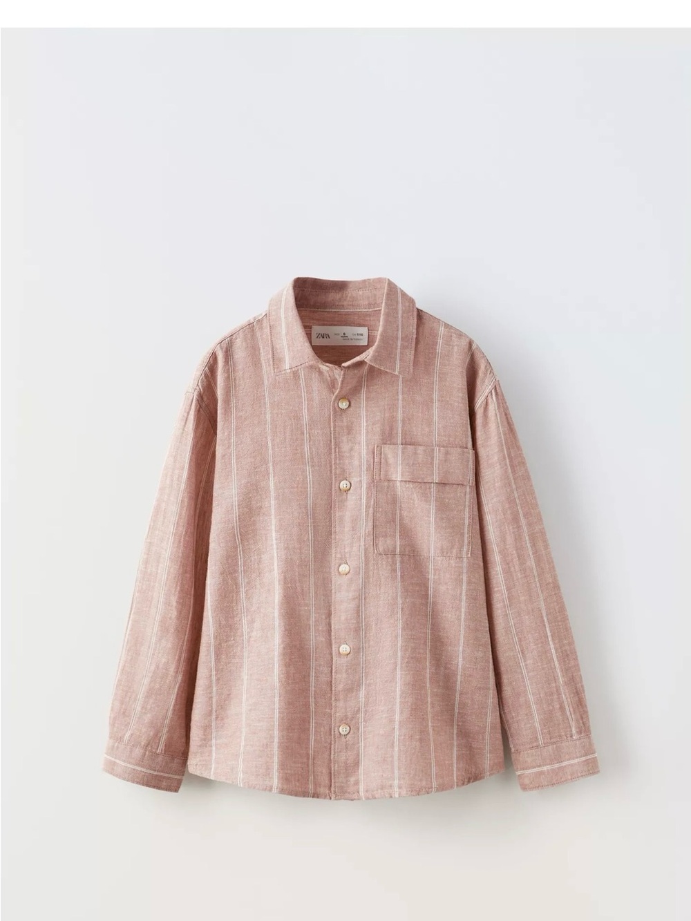 Zara kids Pink Striped Button-Up Shirt STRIPED LINEN BLEND SHIRT